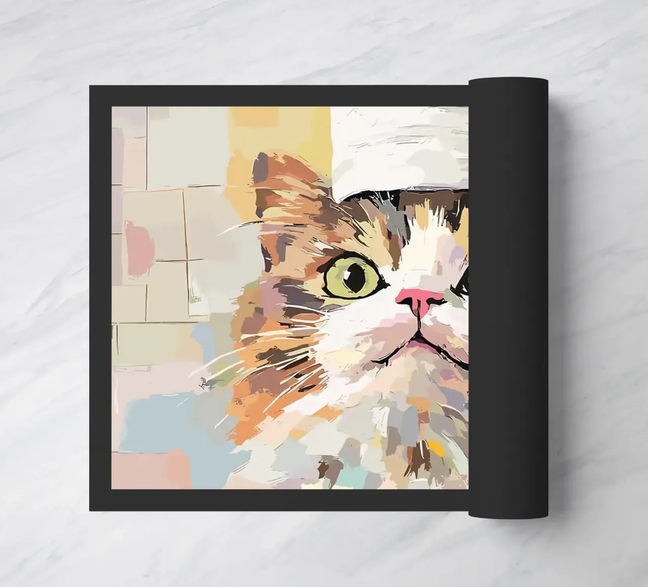 Gatto con cappello pittura zerbino da JoyWalkerShop