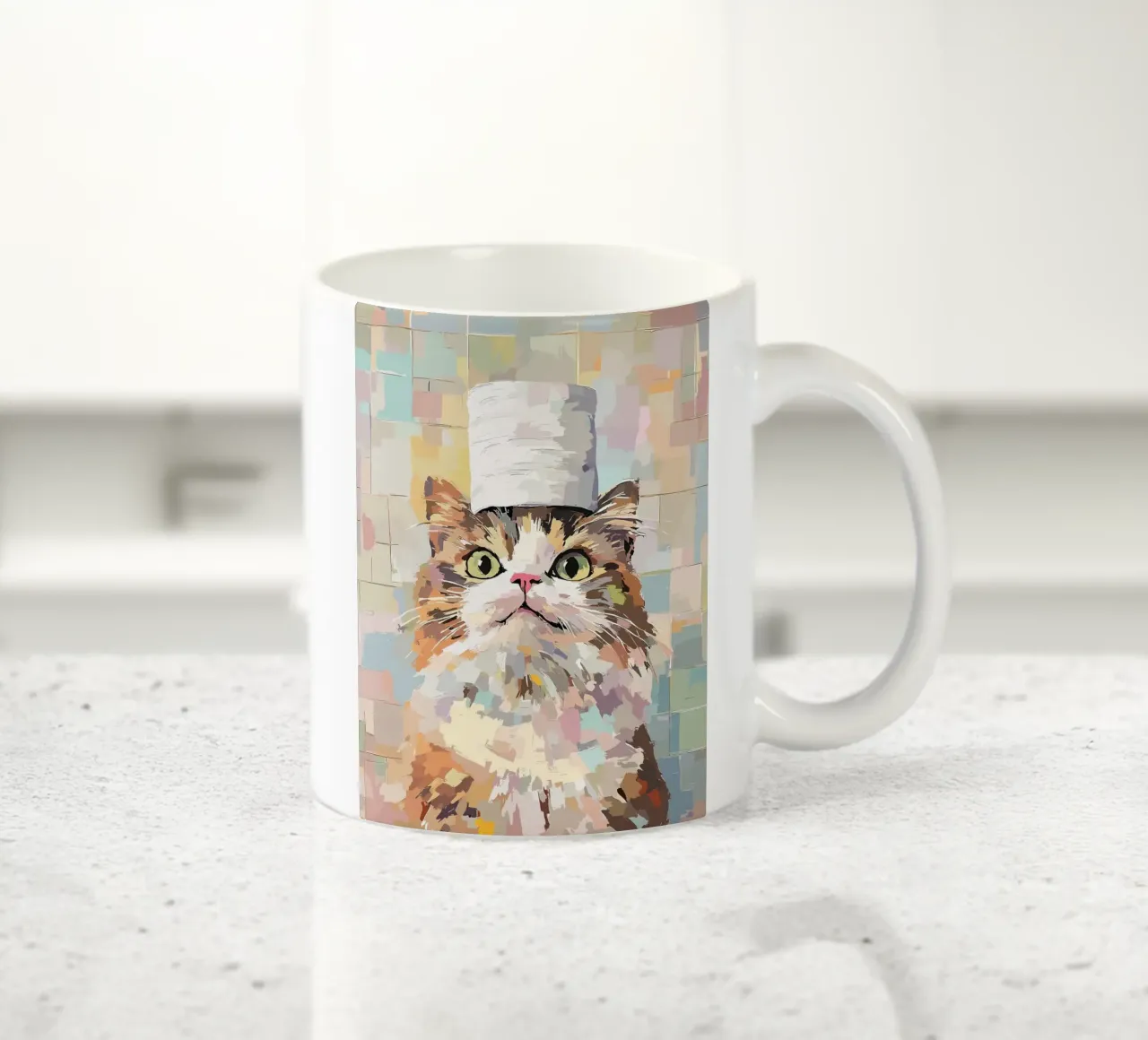 Gatto con cappello pittura tazza in ceramica da JoyWalkerShop