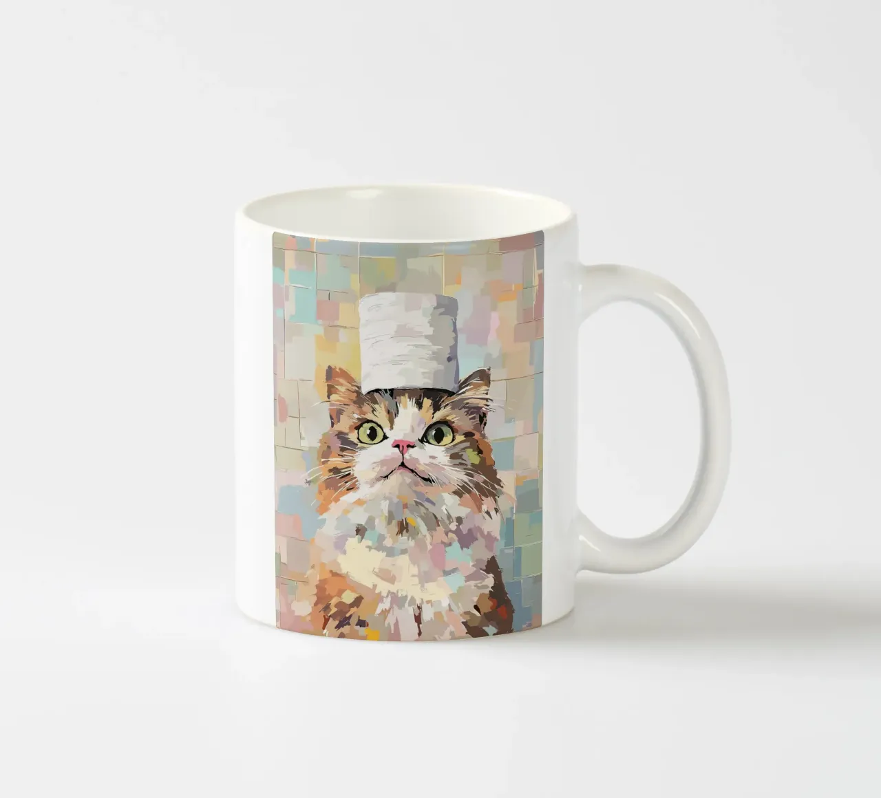 Gatto con cappello pittura tazza in ceramica da JoyWalkerShop