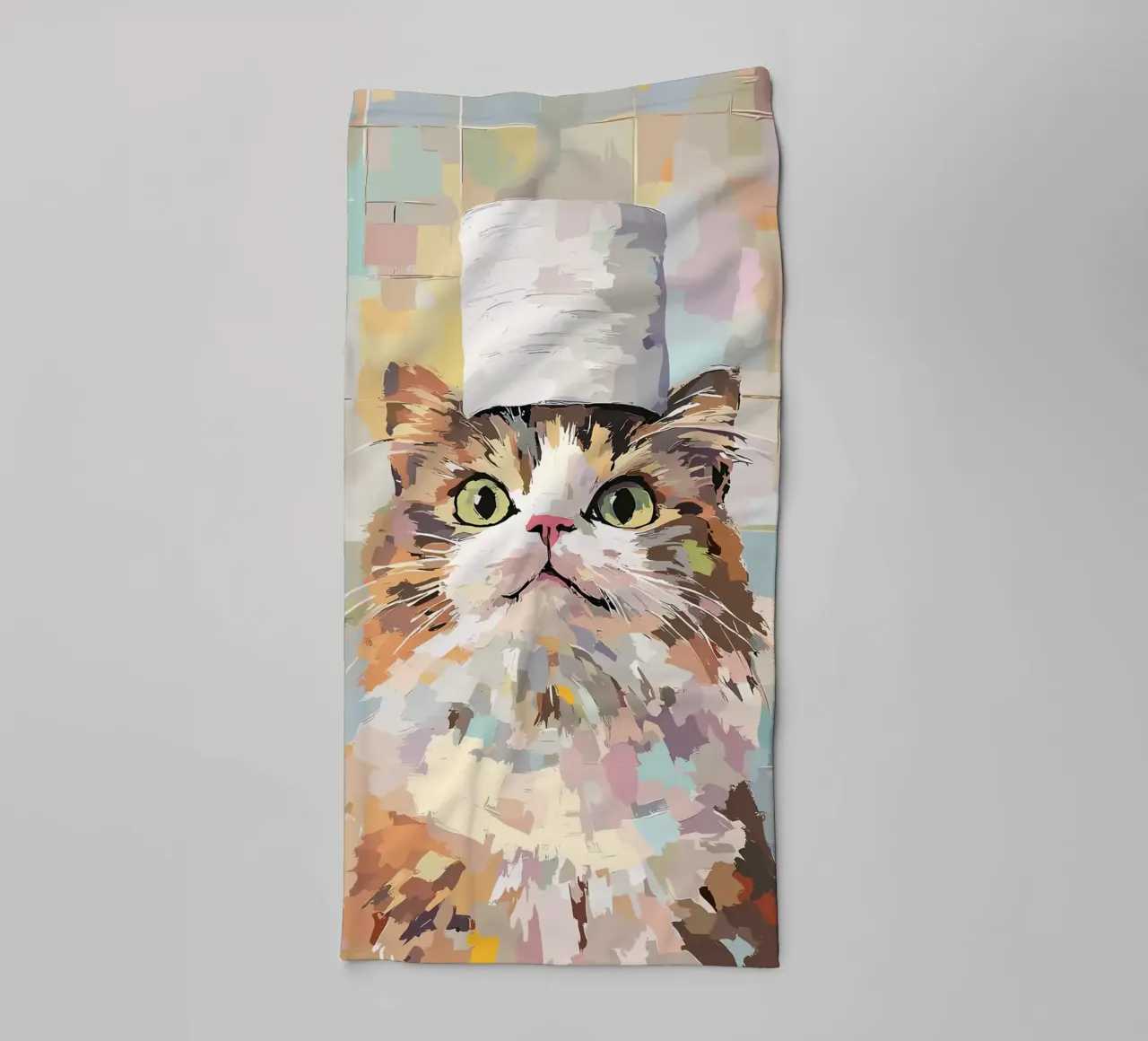 Peinture d'un chat avec un chapeau serviette de bain de JoyWalkerShop