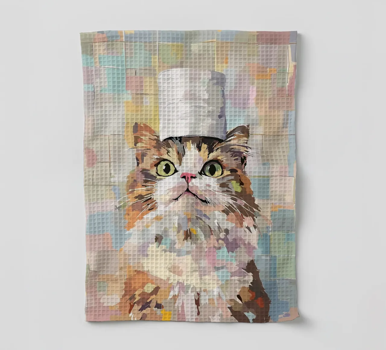 Peinture d'un chat avec un chapeau torchon de JoyWalkerShop