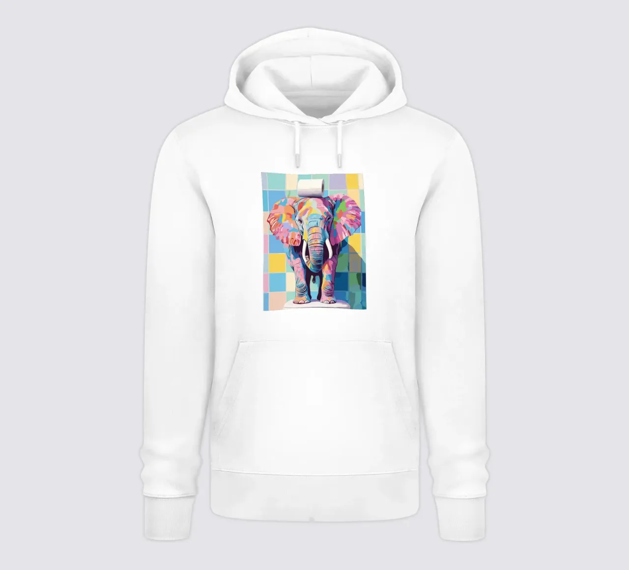 Elefante colorato con rotolo di carta igienica felpa con cappuccio da JoyWalkerShop
