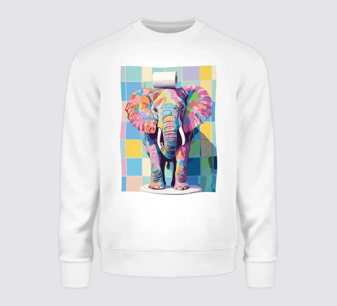 Elefante colorato con rotolo di carta igienica felpa da JoyWalkerShop