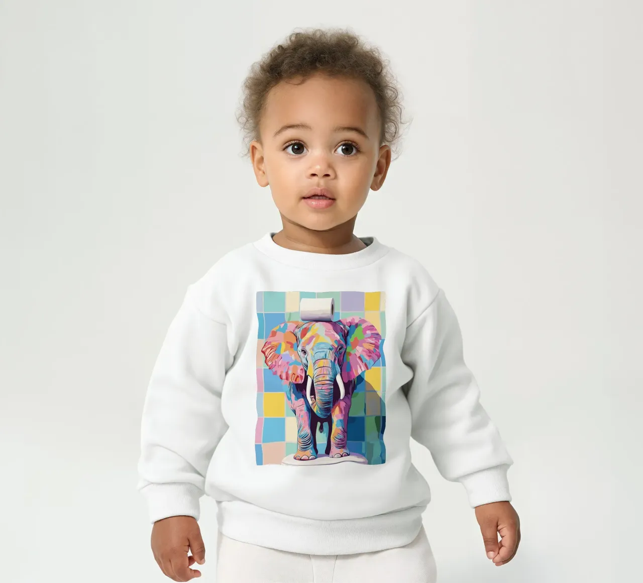 Elefante colorato con rotolo di carta igienica felpa neonato da JoyWalkerShop