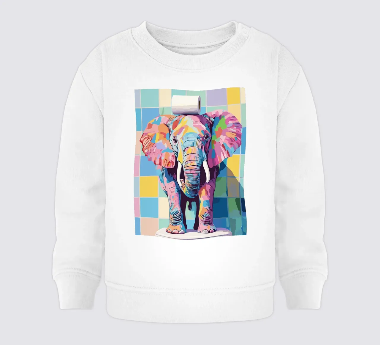 Elefante colorato con rotolo di carta igienica felpa neonato da JoyWalkerShop