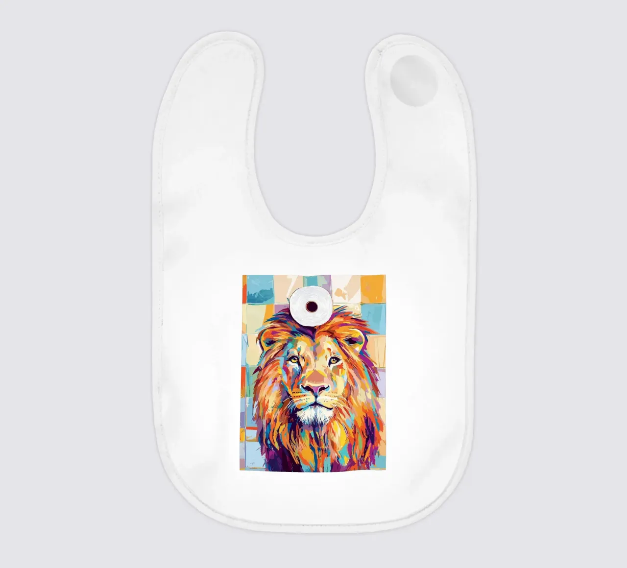 Leone colorato con rotolo di carta igienica bavaglino da JoyWalkerShop