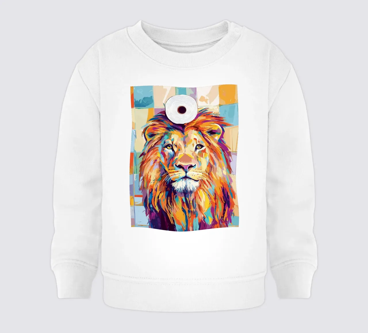 Leone colorato con rotolo di carta igienica felpa neonato da JoyWalkerShop