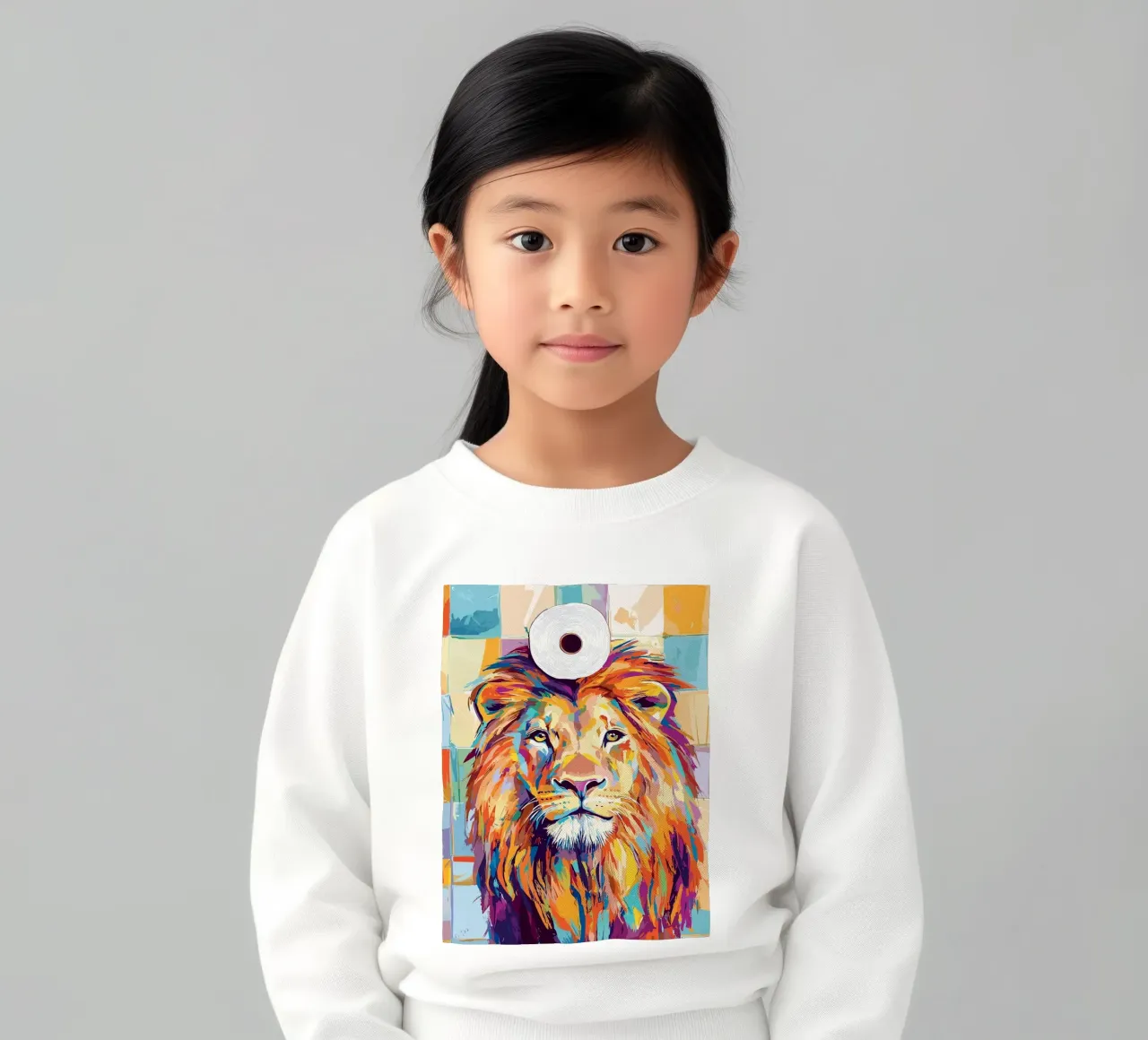Leone colorato con rotolo di carta igienica felpa bambino da JoyWalkerShop