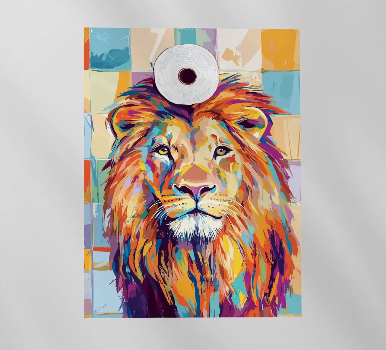 Leone colorato con rotolo di carta igienica pellicola backlit da JoyWalkerShop
