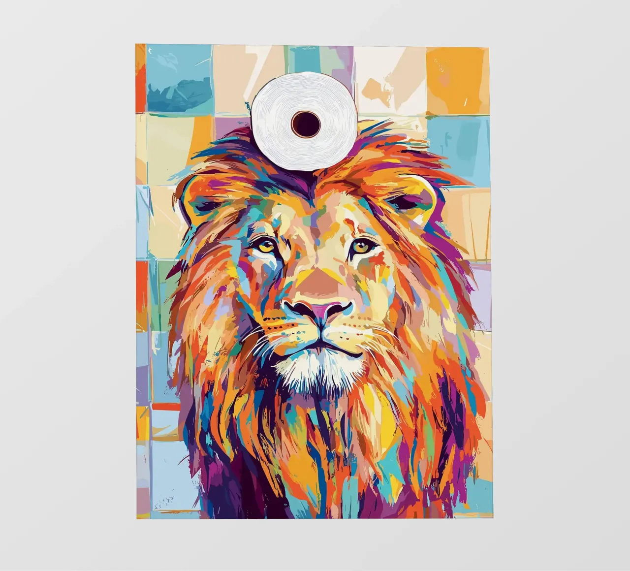 Leone colorato con rotolo di carta igienica pellicola backlit da JoyWalkerShop