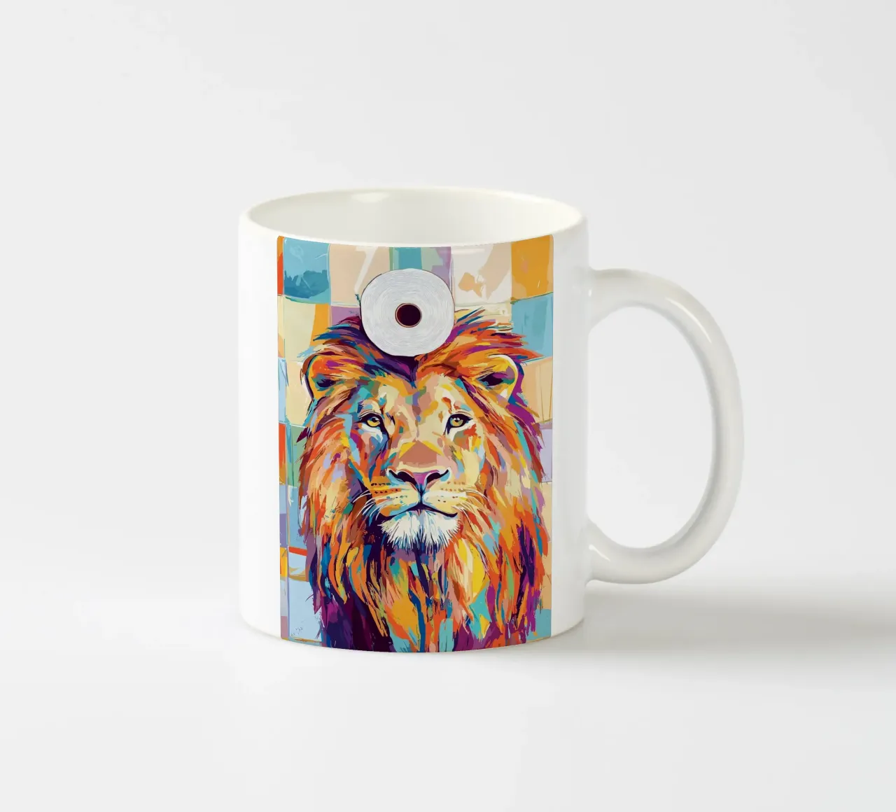 Leone colorato con rotolo di carta igienica tazza in ceramica da JoyWalkerShop