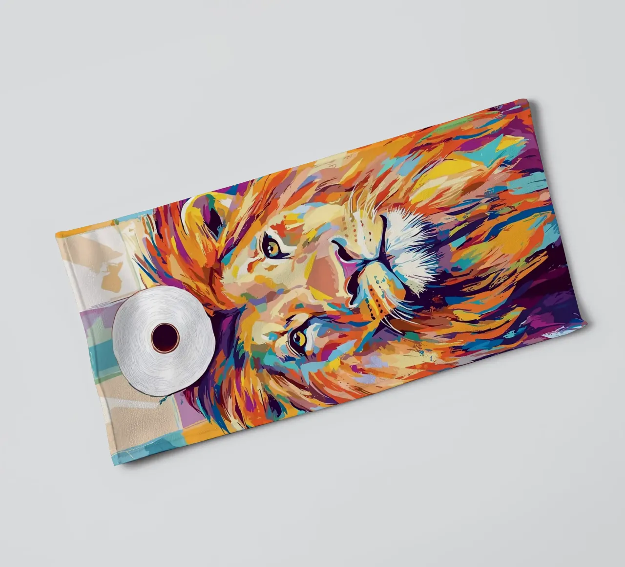Leone colorato con rotolo di carta igienica asciugamano da bagno da JoyWalkerShop