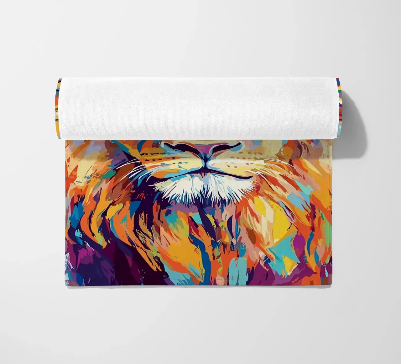 Leone colorato con rotolo di carta igienica telo mare da JoyWalkerShop