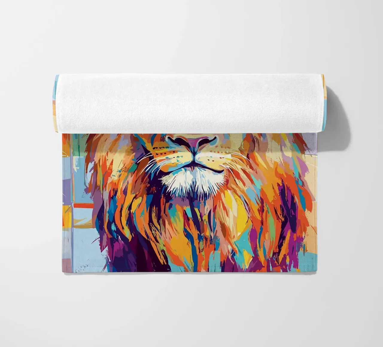 Leone colorato con rotolo di carta igienica telo mare da JoyWalkerShop
