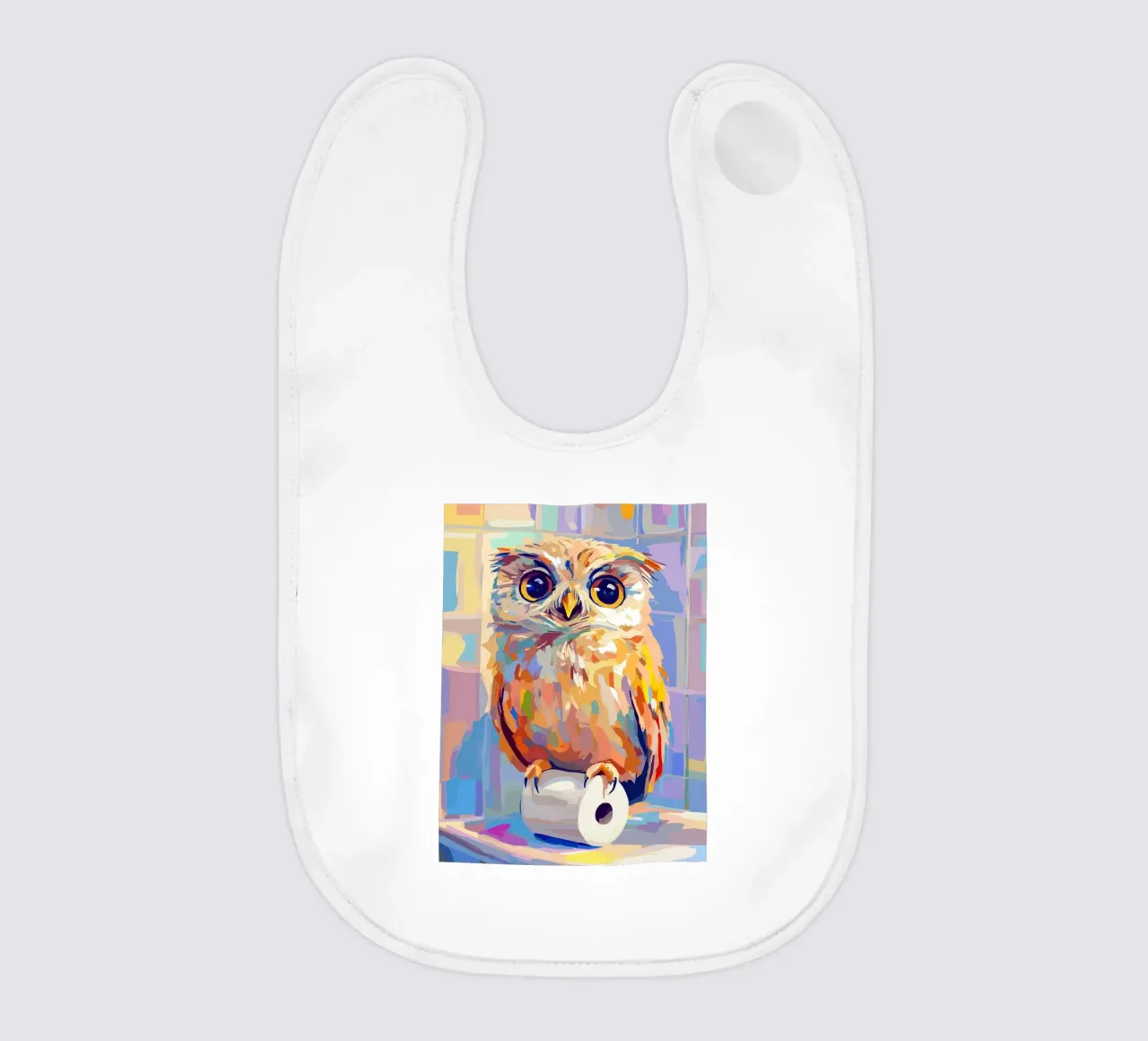 Gufo colorato su rotolo di carta igienica bavaglino da JoyWalkerShop
