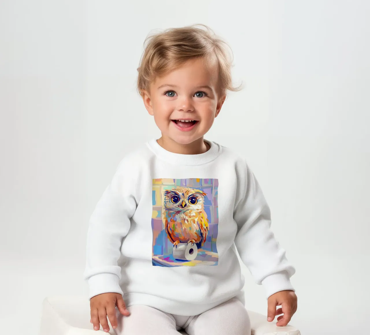 Gufo colorato su rotolo di carta igienica felpa neonato da JoyWalkerShop