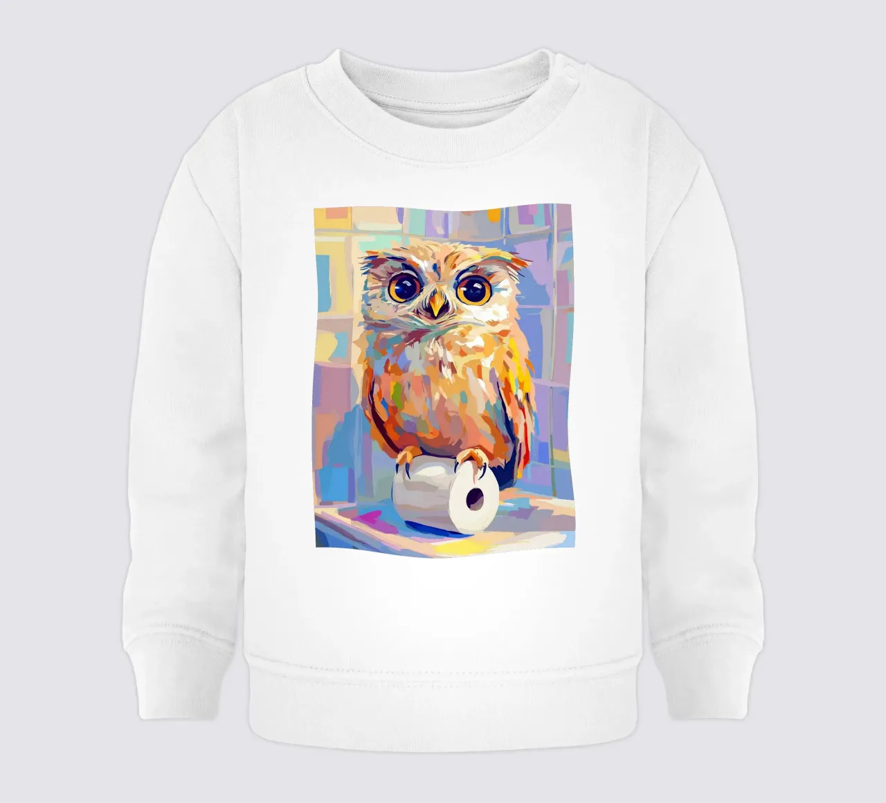 Gufo colorato su rotolo di carta igienica felpa neonato da JoyWalkerShop