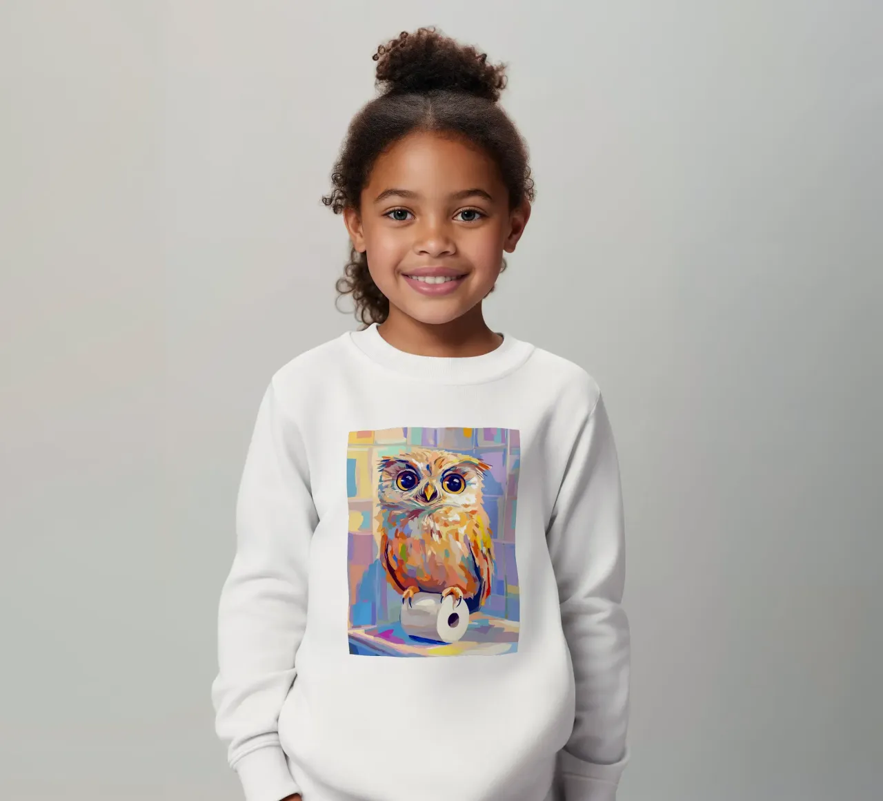 Gufo colorato su rotolo di carta igienica felpa bambino da JoyWalkerShop