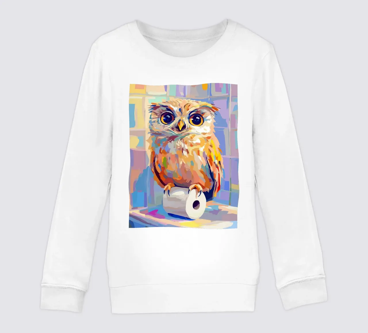 Gufo colorato su rotolo di carta igienica felpa bambino da JoyWalkerShop