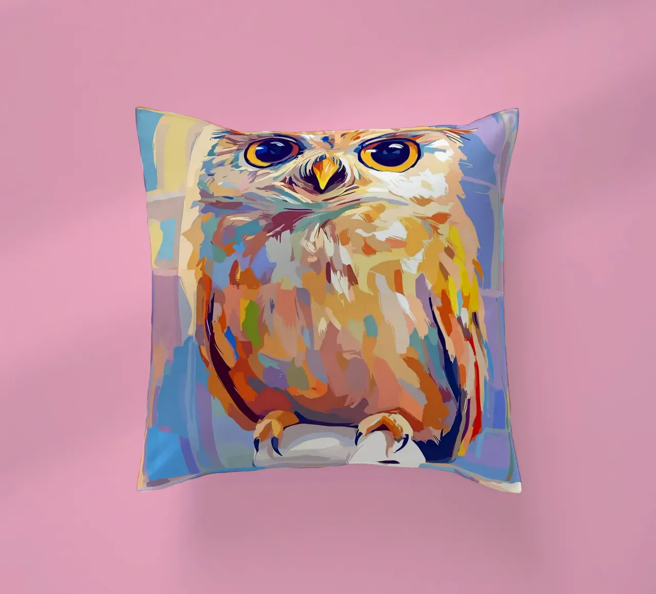 Gufo colorato su rotolo di carta igienica cuscino da JoyWalkerShop