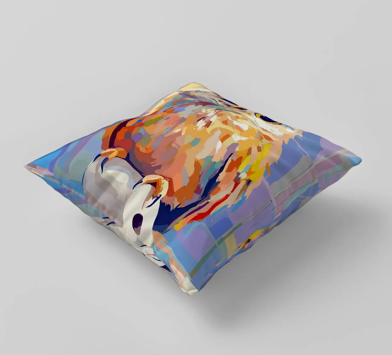 Gufo colorato su rotolo di carta igienica cuscino da JoyWalkerShop