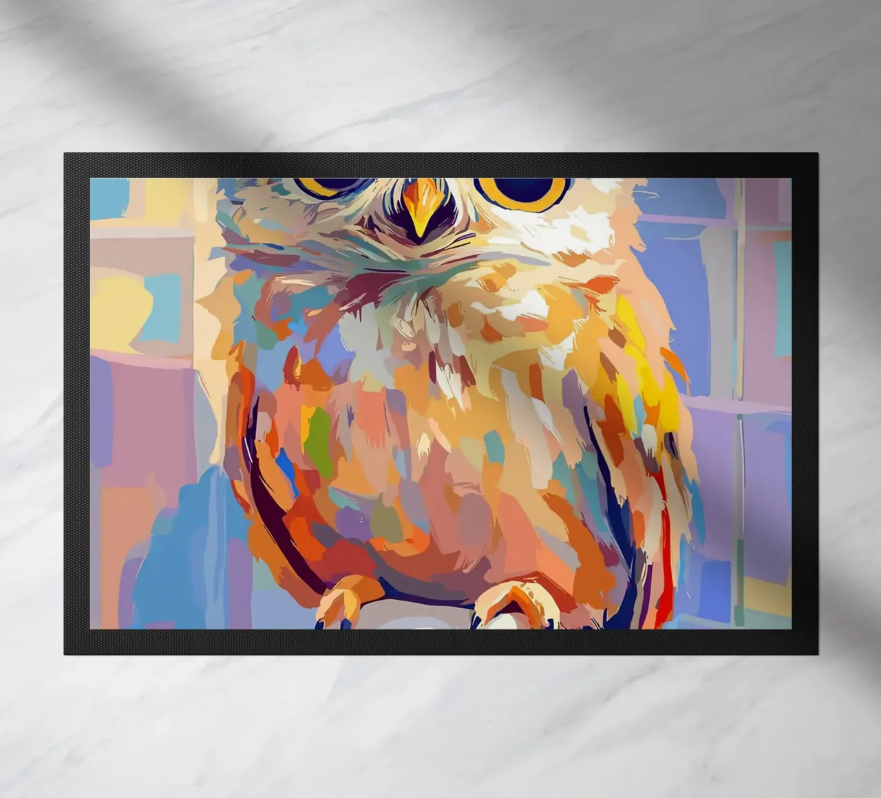 Gufo colorato su rotolo di carta igienica zerbino da JoyWalkerShop
