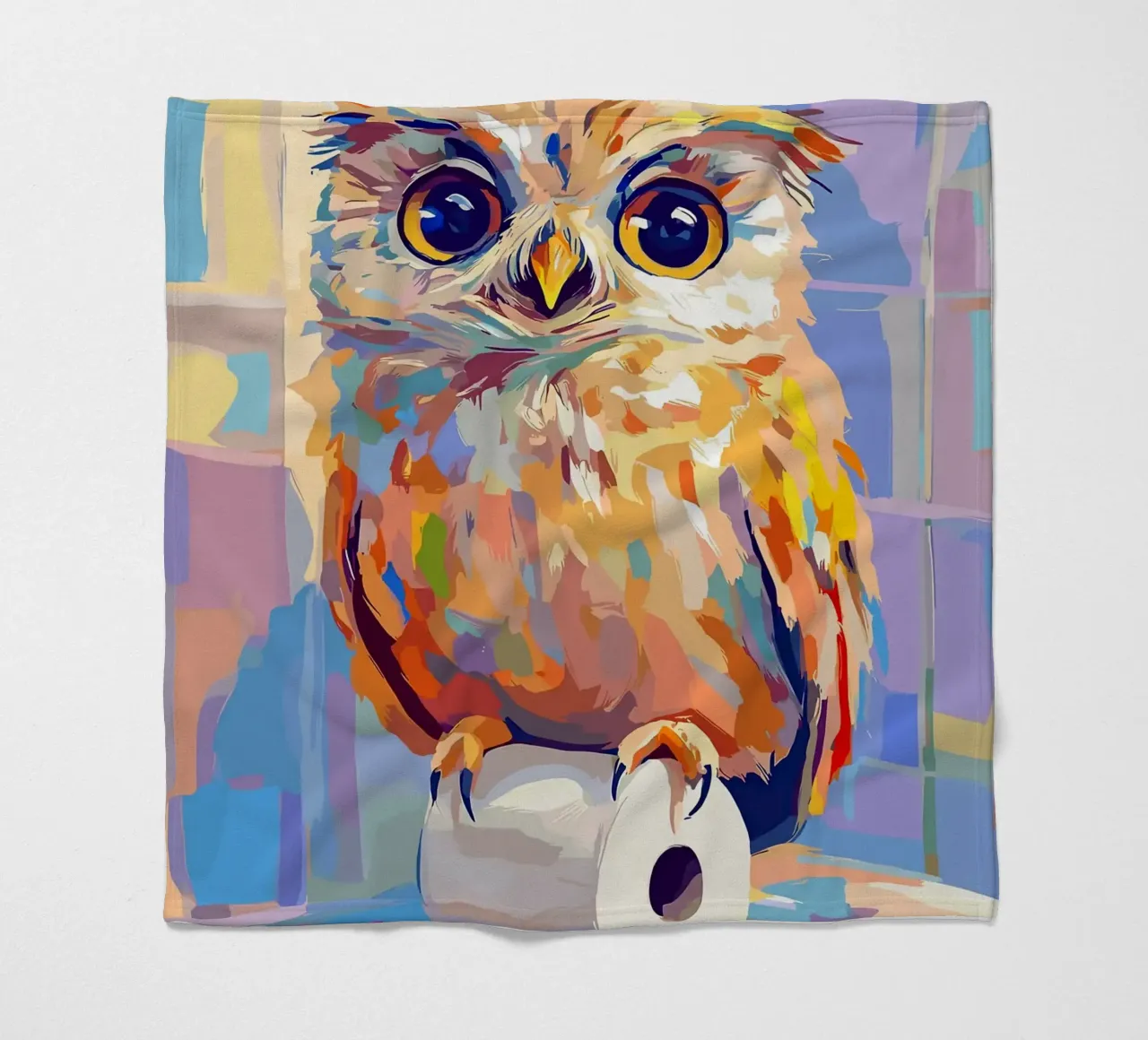 Gufo colorato su rotolo di carta igienica coperta in pile da JoyWalkerShop