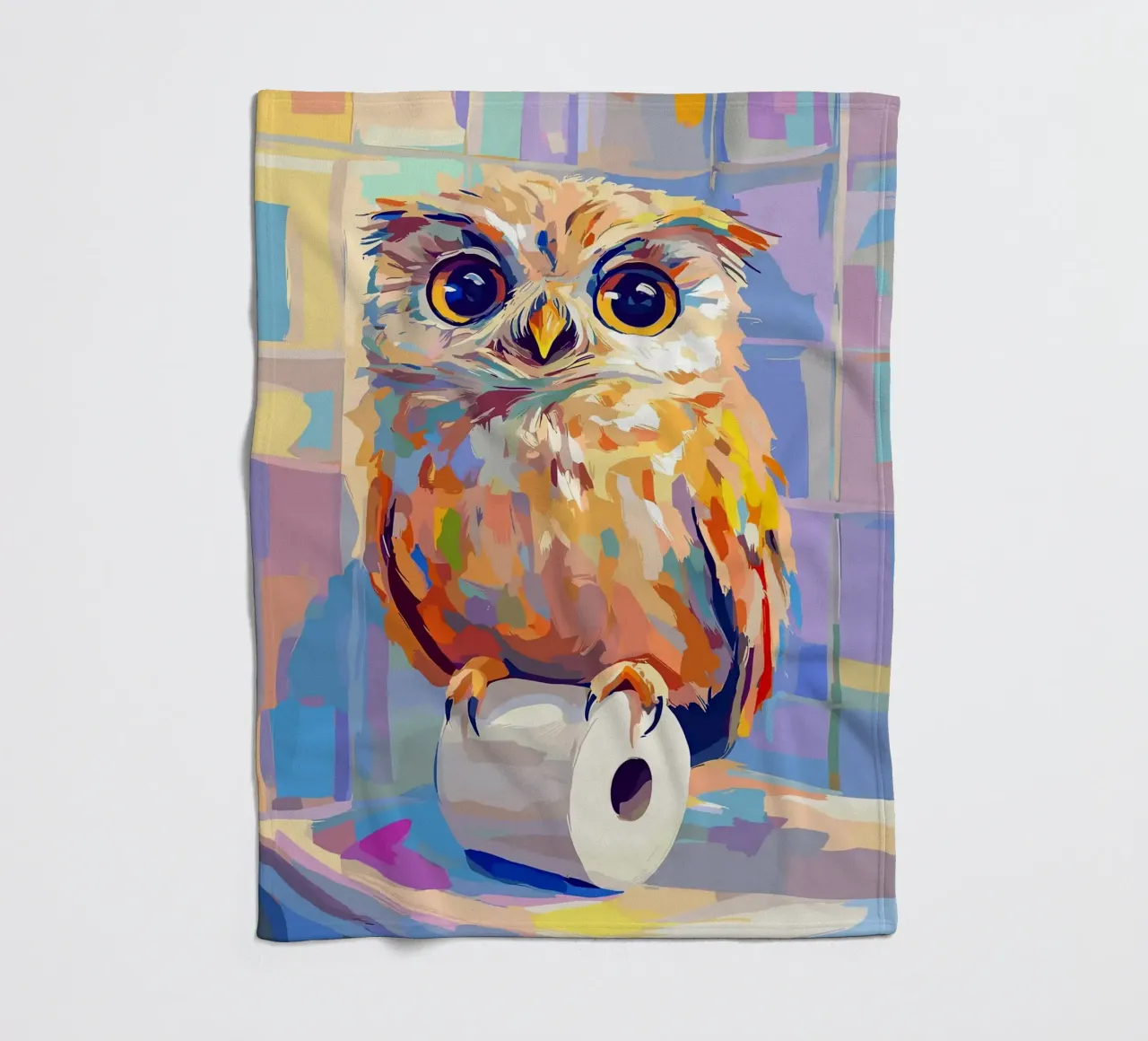 Gufo colorato su rotolo di carta igienica coperta in pile da JoyWalkerShop