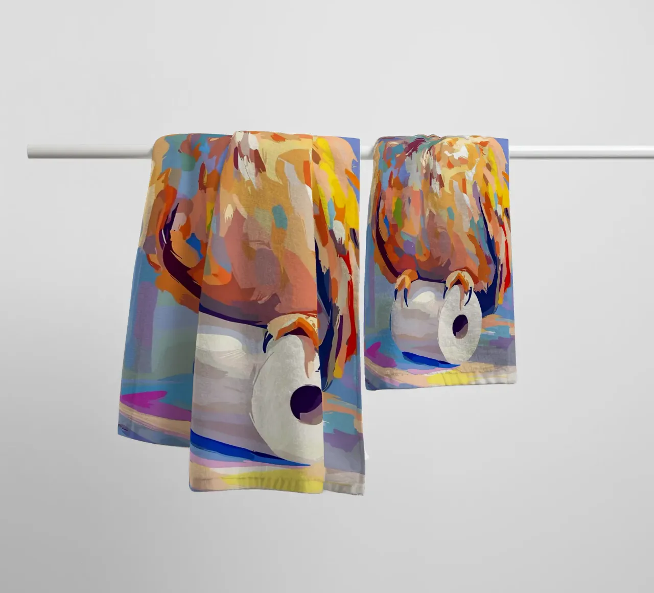 Kleurrijke uil op wc-papierrol badhanddoek van JoyWalkerShop