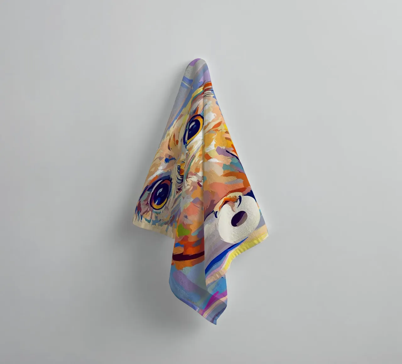 Kleurrijke uil op wc-papierrol badhanddoek van JoyWalkerShop