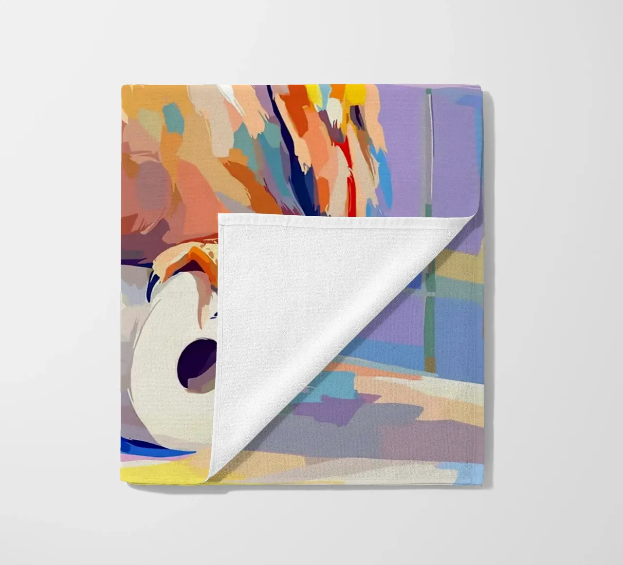 Gufo colorato su rotolo di carta igienica telo mare da JoyWalkerShop