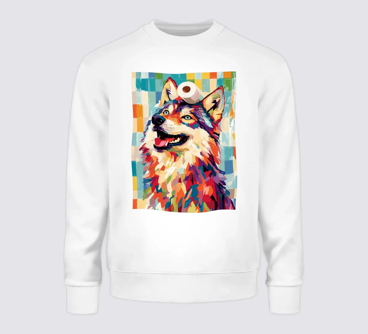 Lupo colorato con rotolo di carta igienica felpa da JoyWalkerShop
