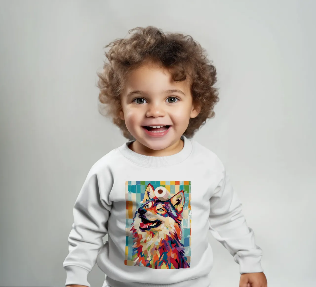 Lupo colorato con rotolo di carta igienica felpa neonato da JoyWalkerShop
