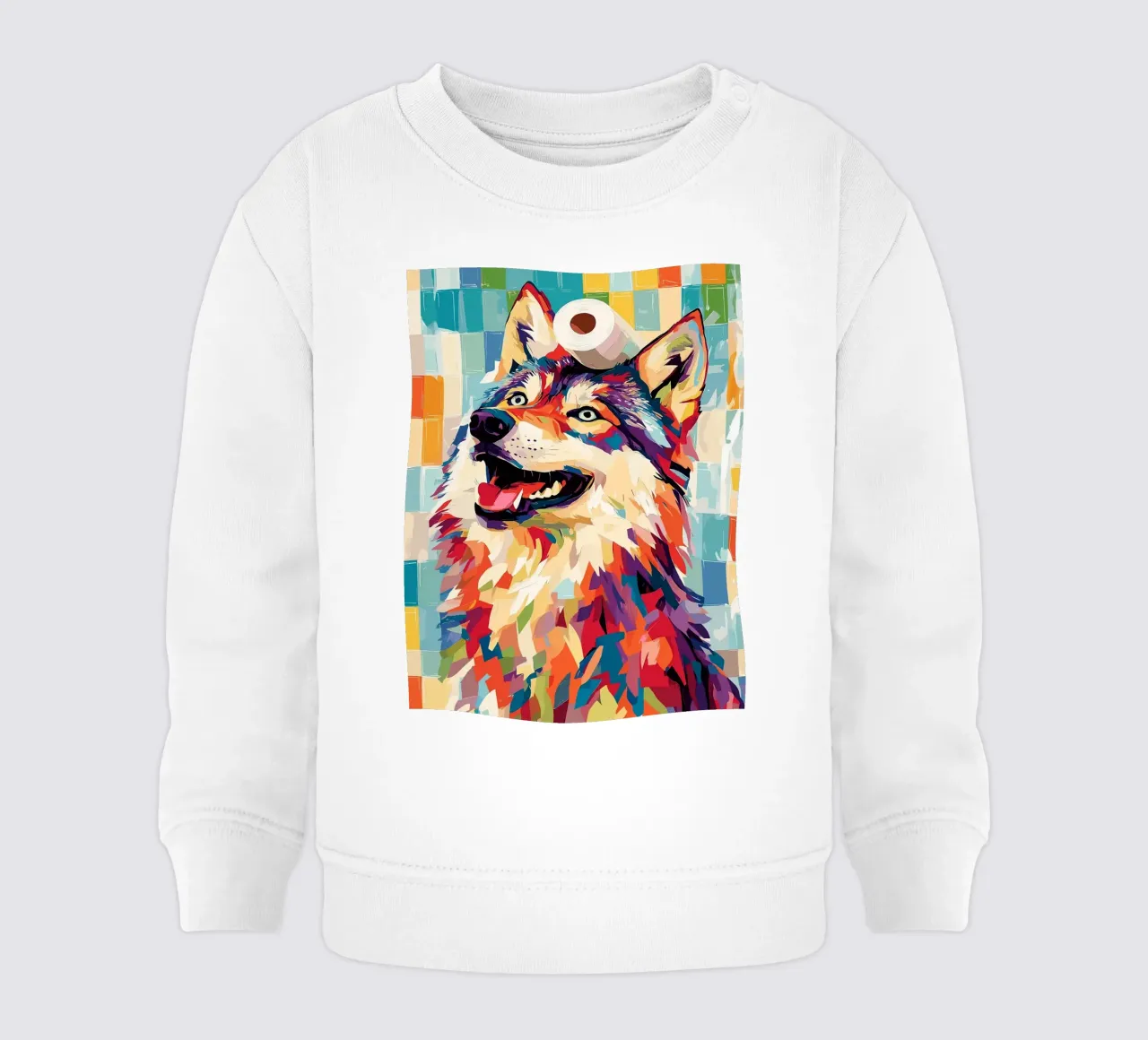 Lupo colorato con rotolo di carta igienica felpa neonato da JoyWalkerShop