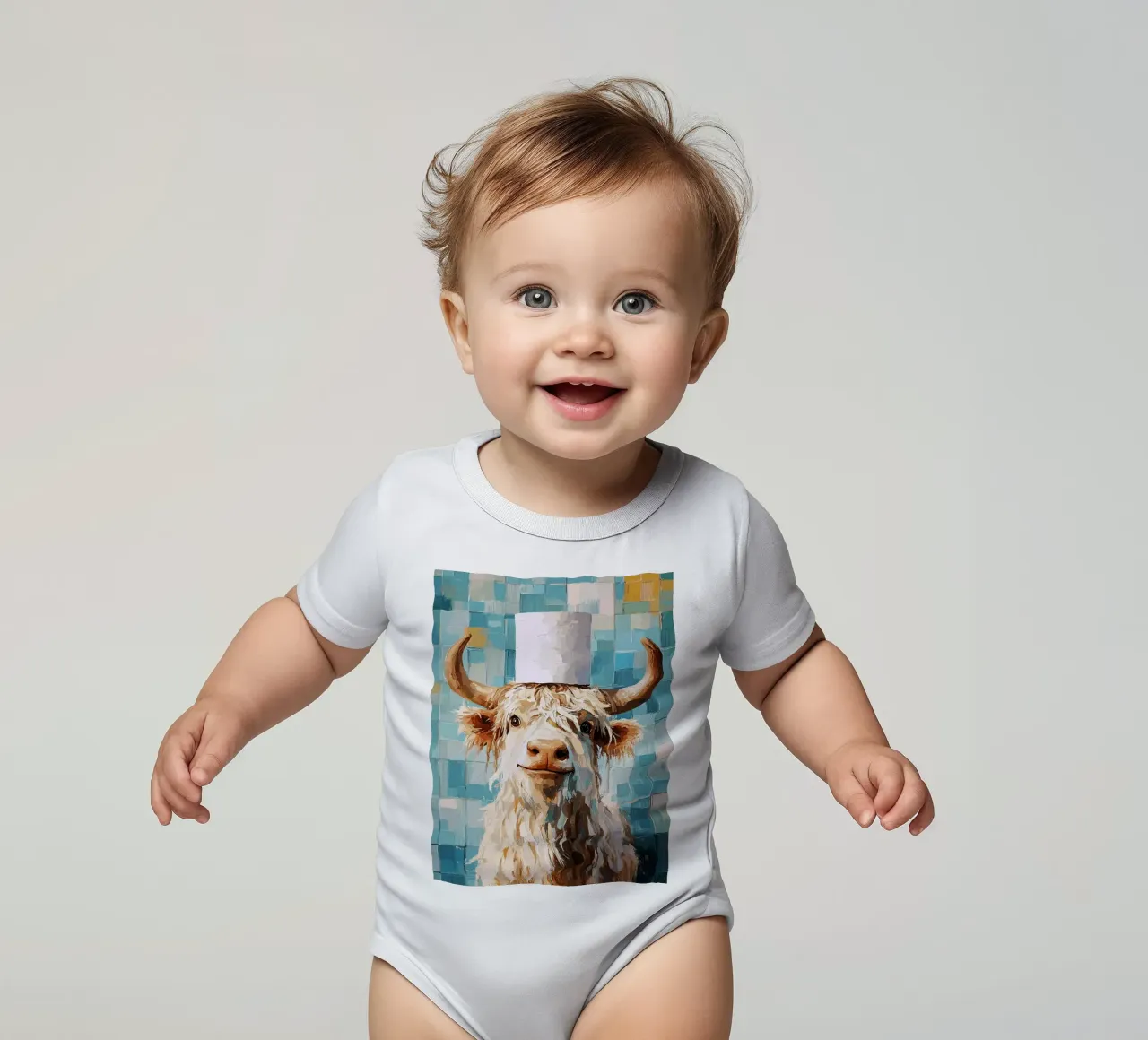 Koe met wc-hoed Schilderen babyrompertje korte mouwen van JoyWalkerShop