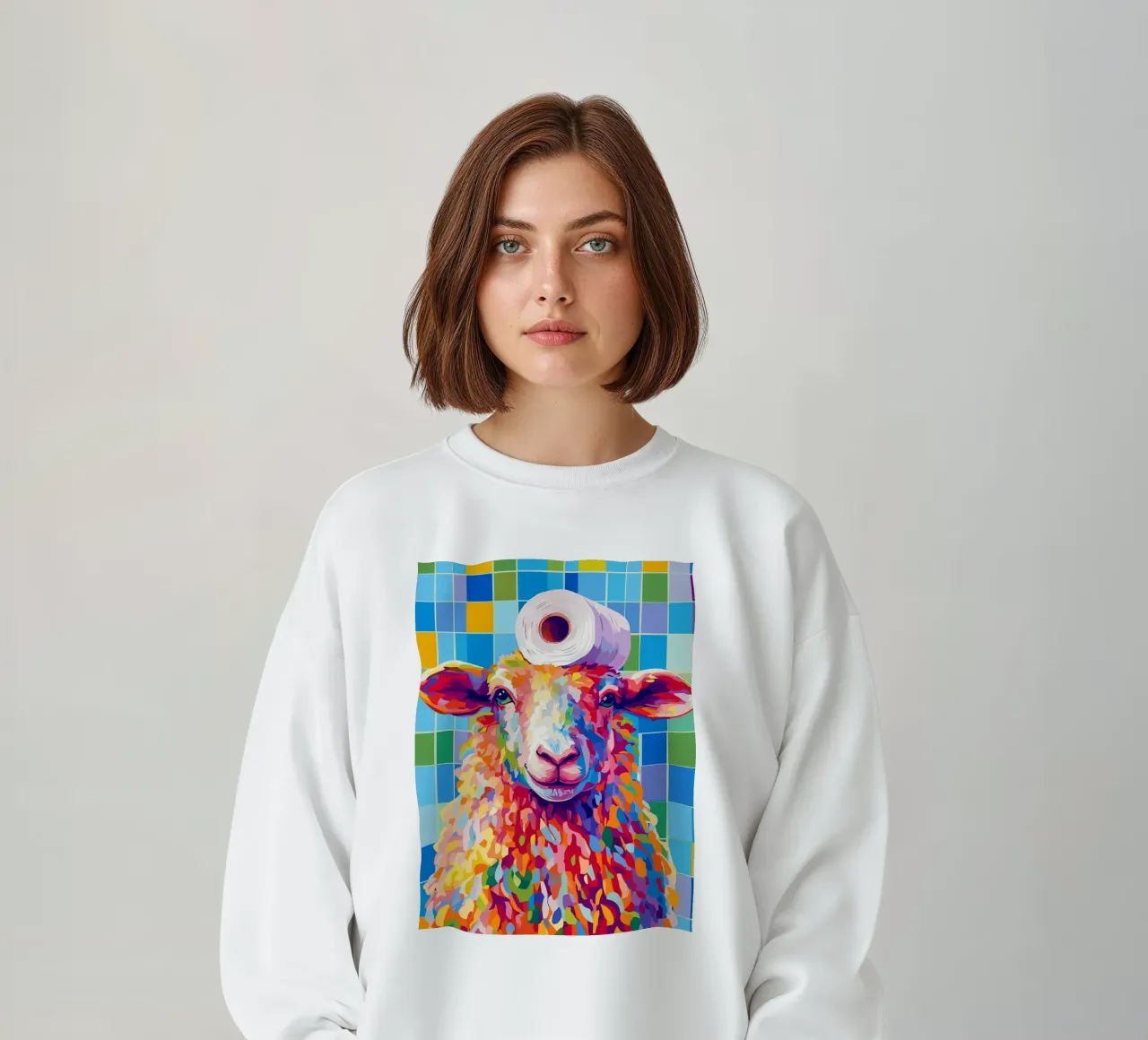 Pecora colorata con cappello di carta igienica felpa da JoyWalkerShop