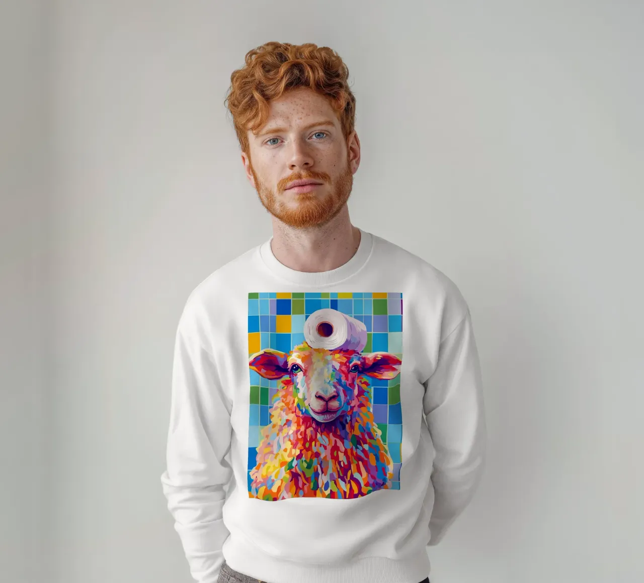 Pecora colorata con cappello di carta igienica felpa da JoyWalkerShop