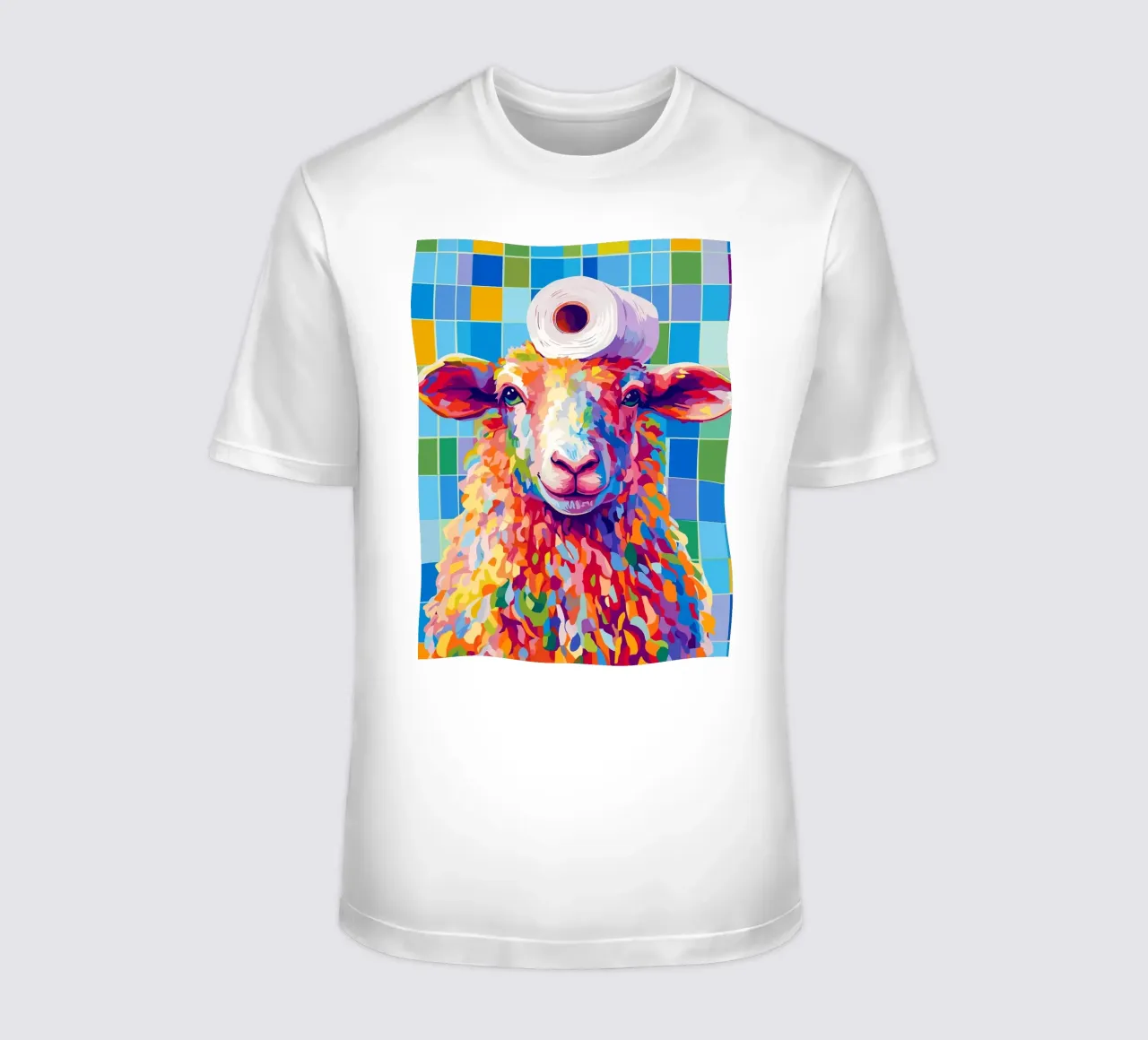 Pecora colorata con cappello di carta igienica t-shirt da JoyWalkerShop