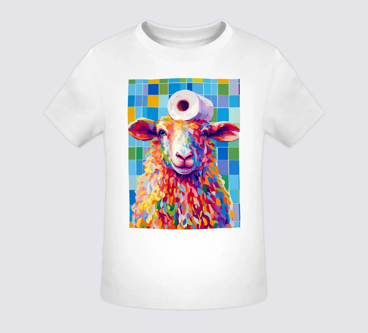 Pecora colorata con cappello di carta igienica maglietta neonato da JoyWalkerShop