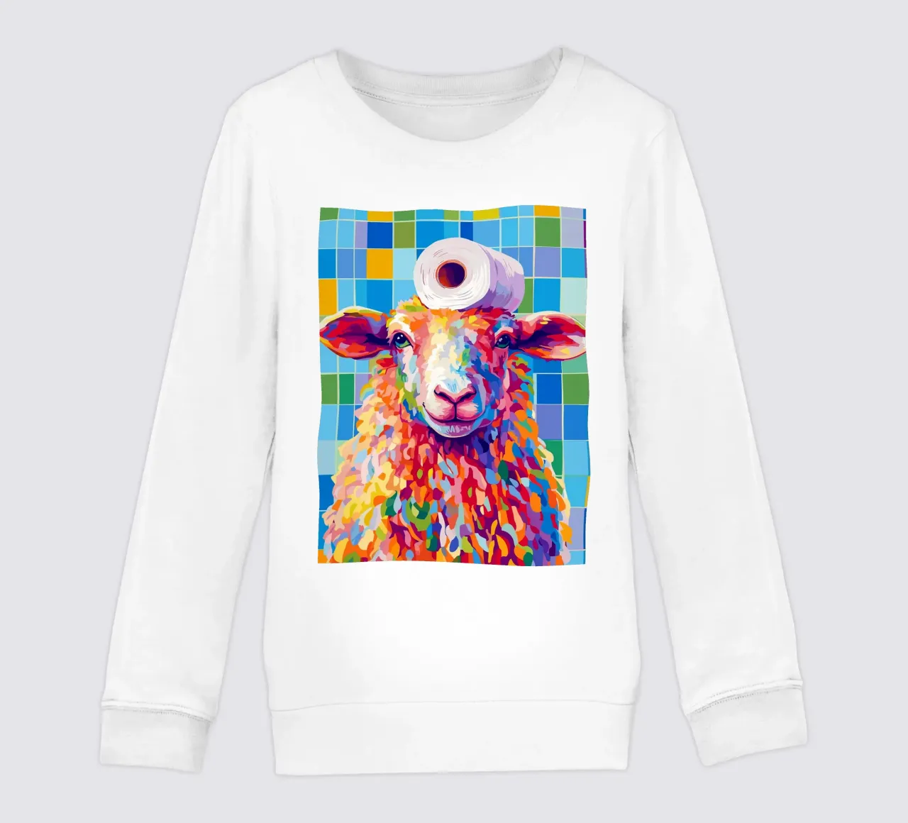 Pecora colorata con cappello di carta igienica felpa bambino da JoyWalkerShop