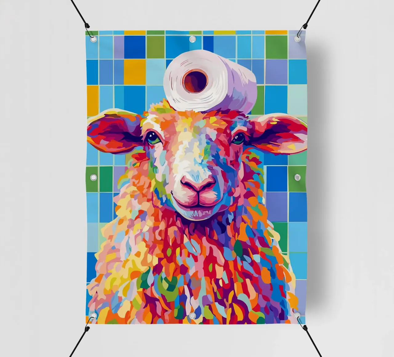 Pecora colorata con cappello di carta igienica telo in pvc da JoyWalkerShop