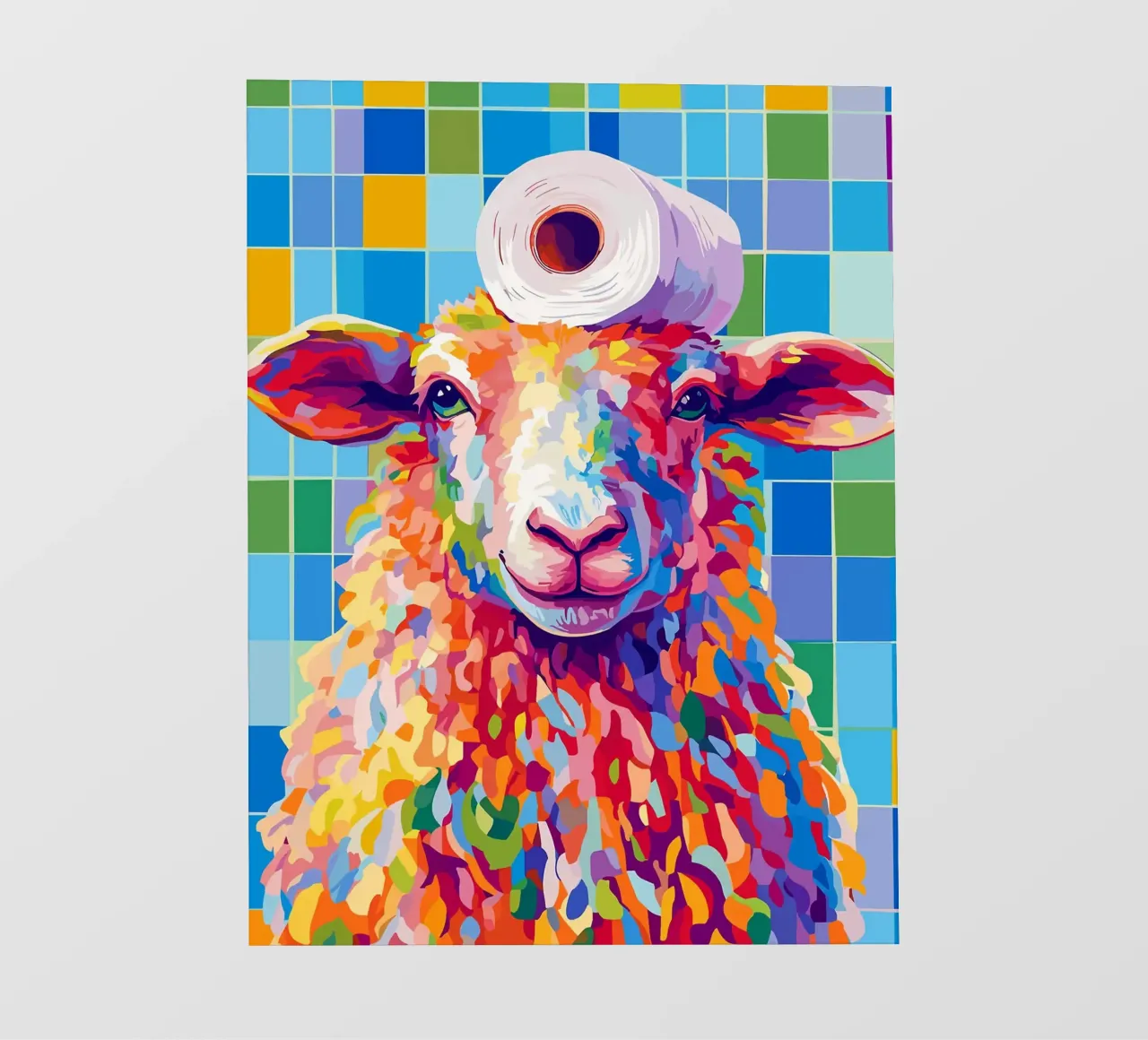Pecora colorata con cappello di carta igienica telo in pvc da JoyWalkerShop