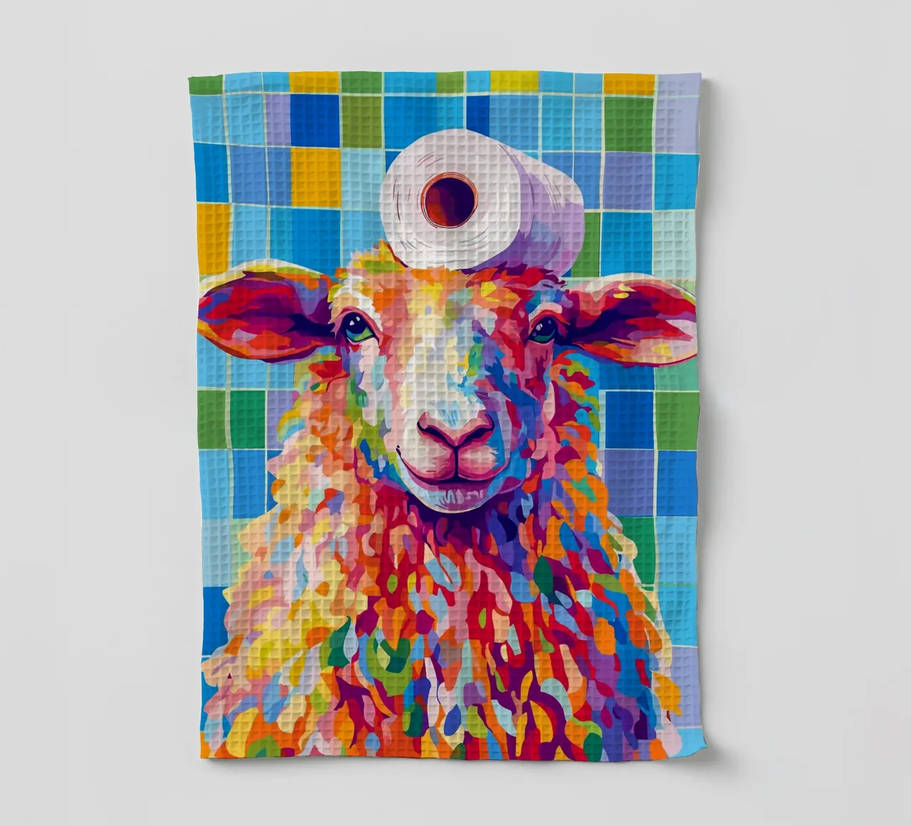 Pecora colorata con cappello di carta igienica canovaccio da cucina da JoyWalkerShop