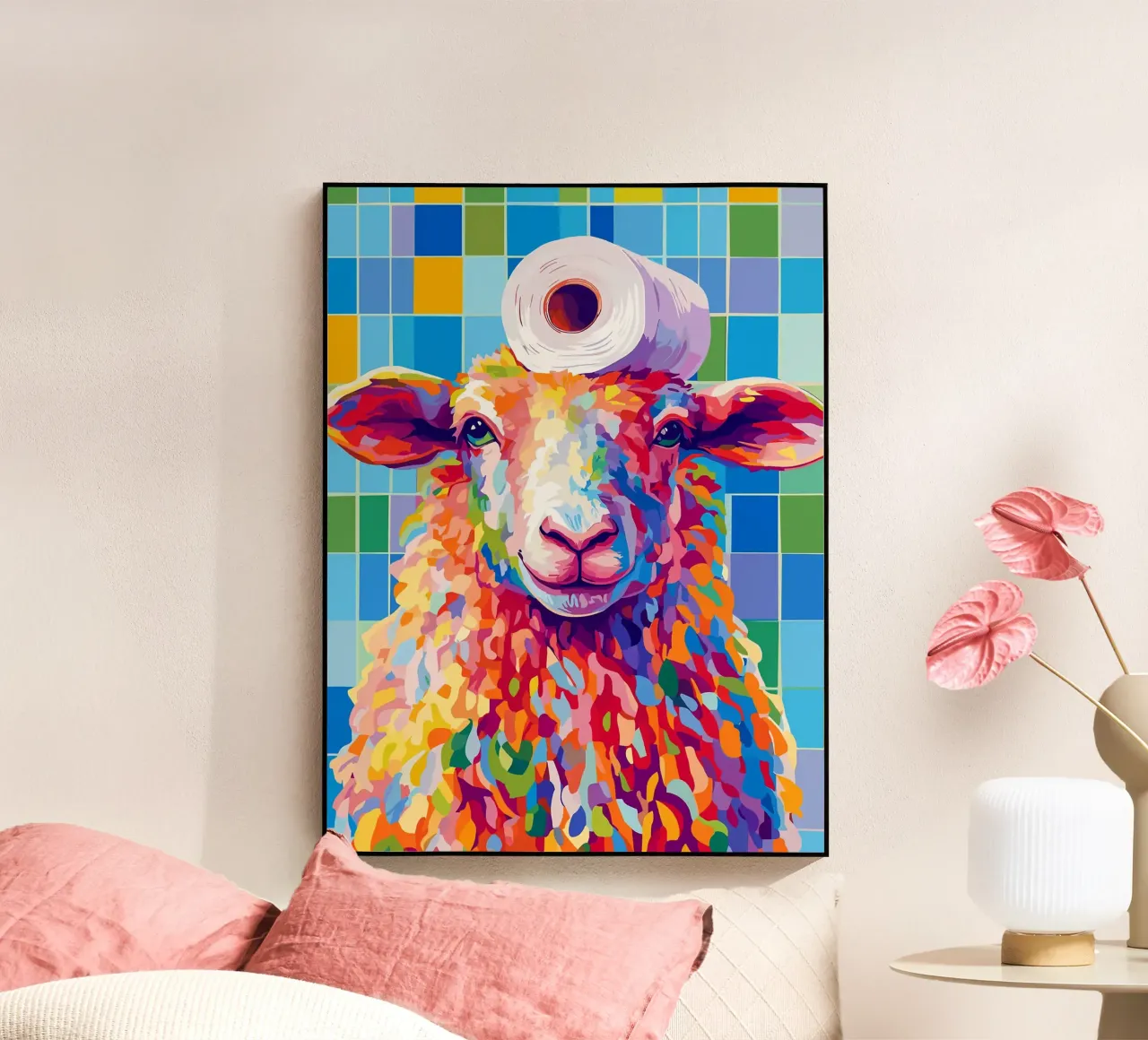 Pecora colorata con cappello di carta igienica plexiglass da JoyWalkerShop
