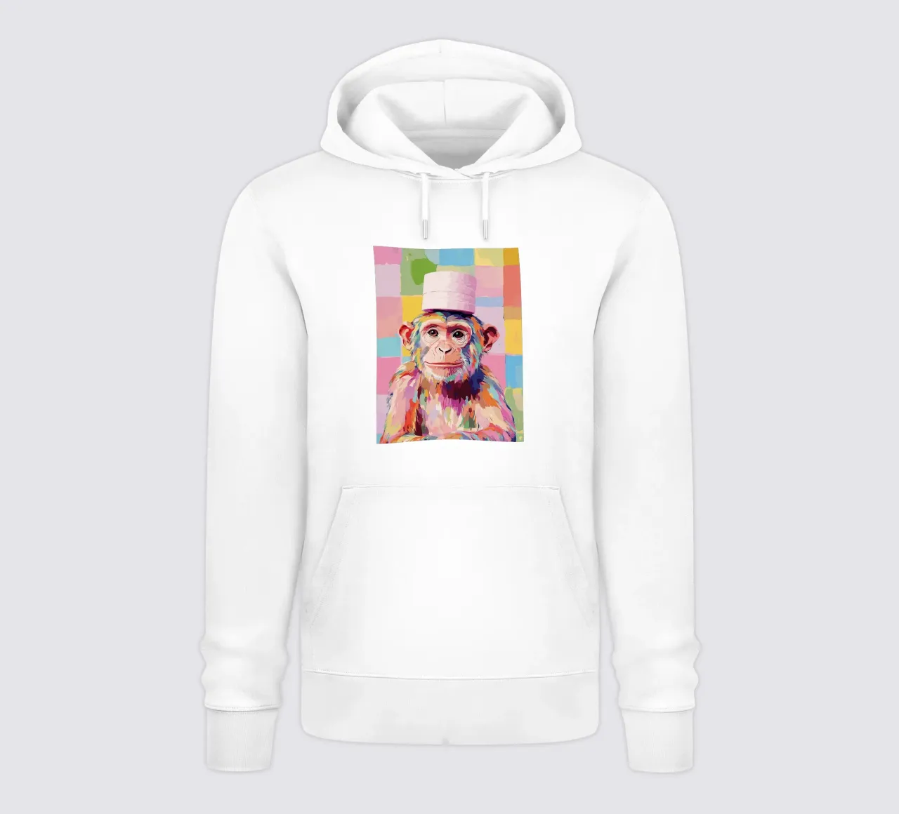 Scimmia colorata con cappello di carta igienica felpa con cappuccio da JoyWalkerShop