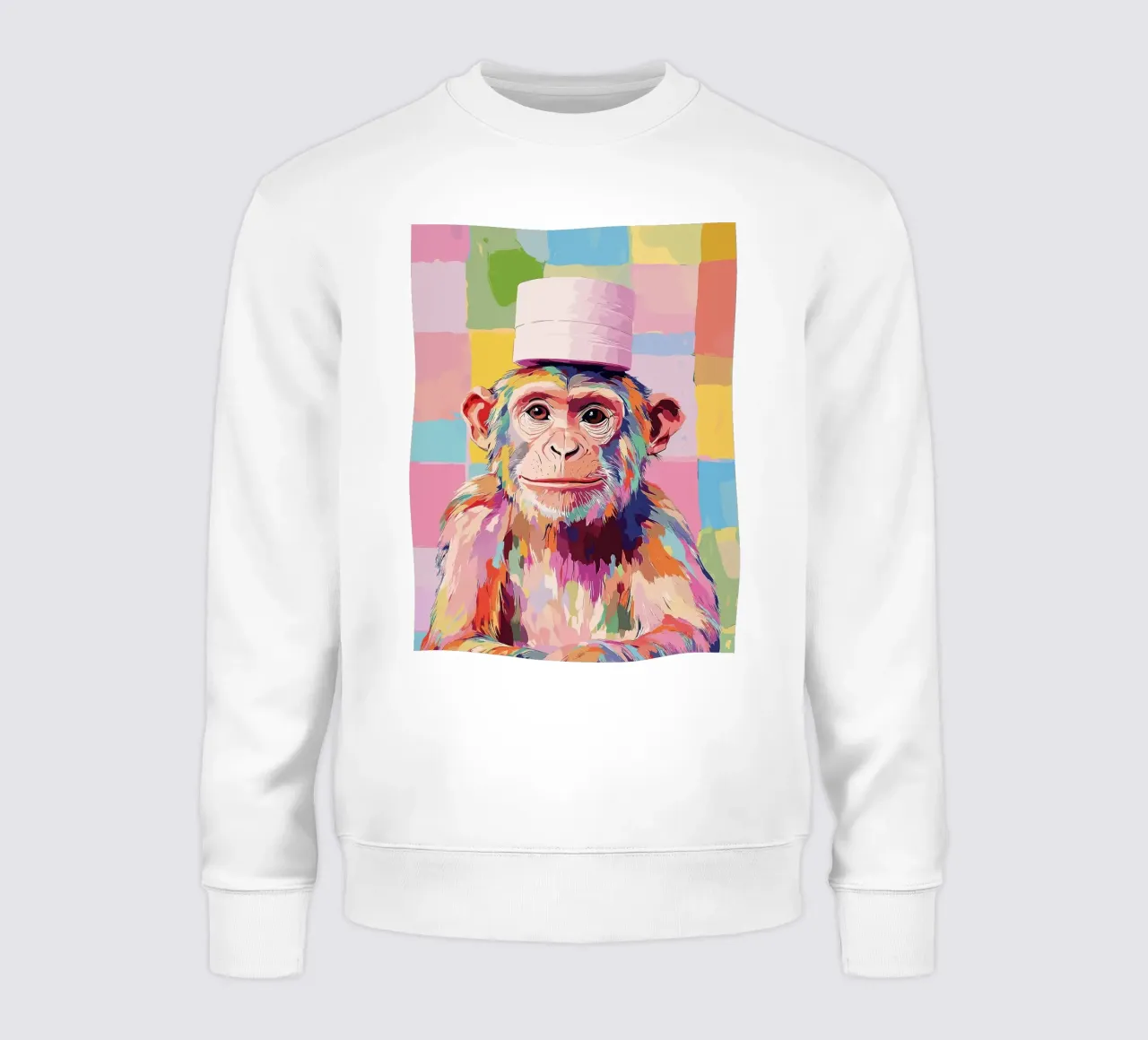 Scimmia colorata con cappello di carta igienica felpa da JoyWalkerShop