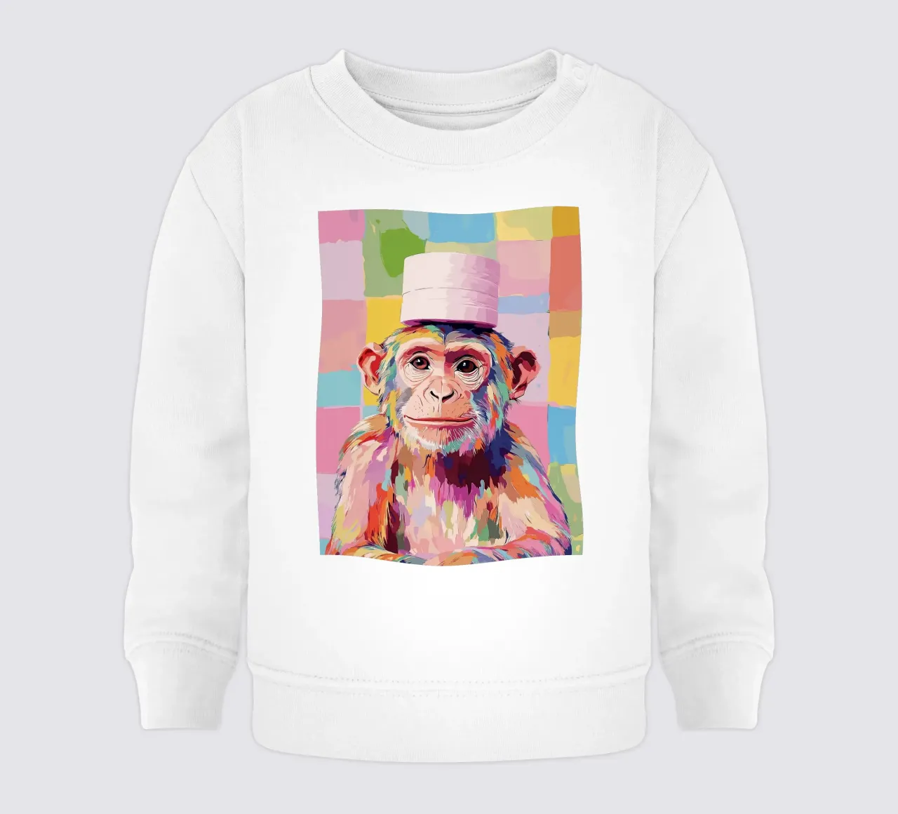 Scimmia colorata con cappello di carta igienica felpa neonato da JoyWalkerShop
