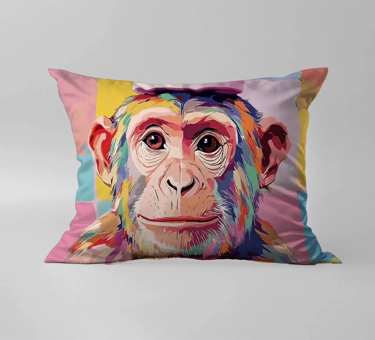 Scimmia colorata con cappello di carta igienica cuscino da JoyWalkerShop