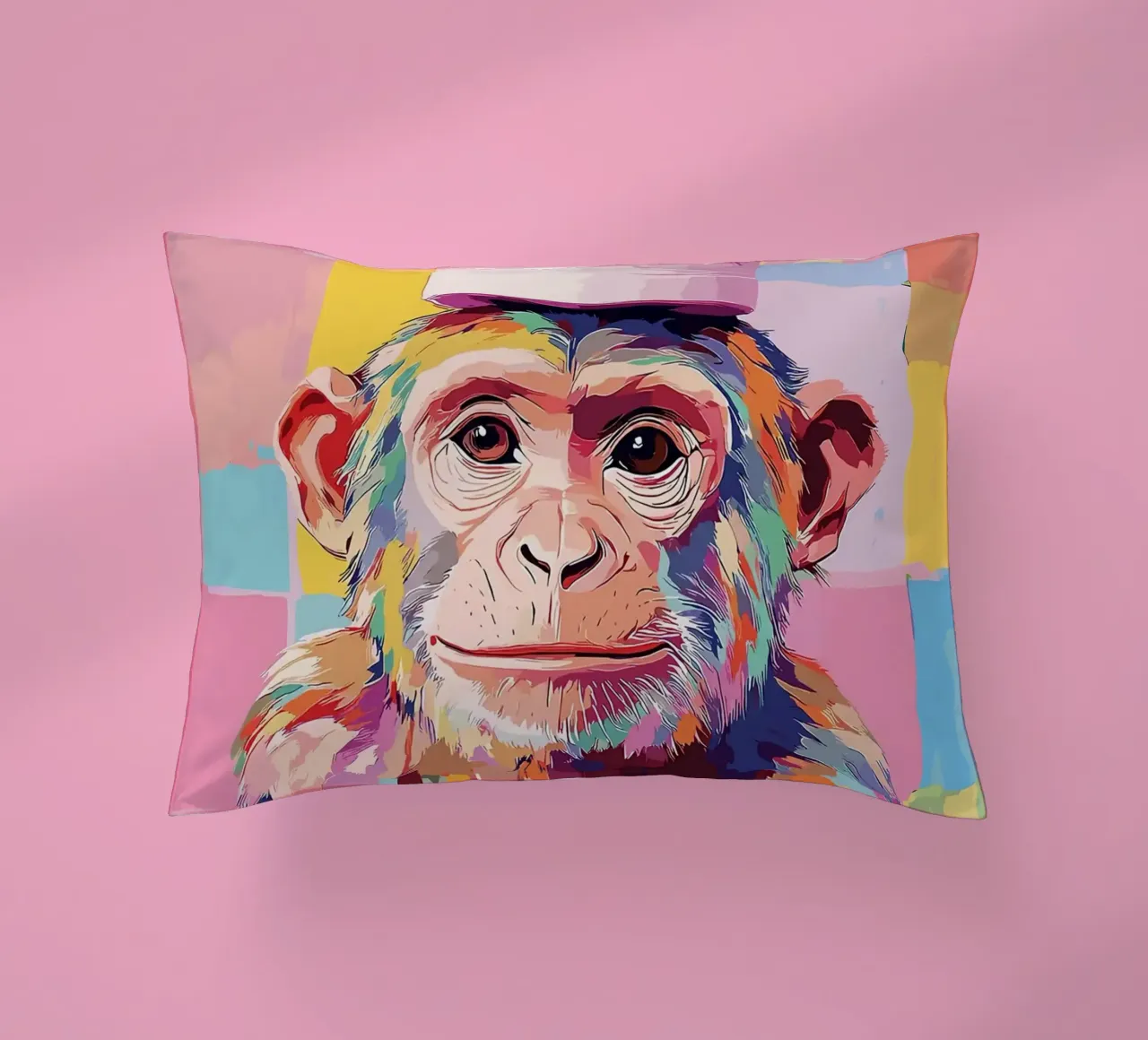 Scimmia colorata con cappello di carta igienica cuscino da JoyWalkerShop