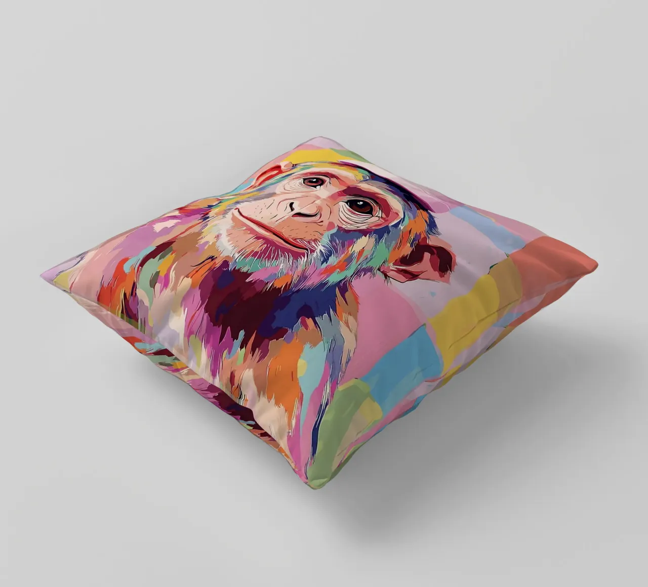 Scimmia colorata con cappello di carta igienica cuscino da JoyWalkerShop